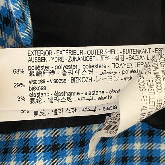 Zara Cropped Blazer M Blue Check Plaid Preppy Rich Old Money Academia Blogger - Picture 11 of 16